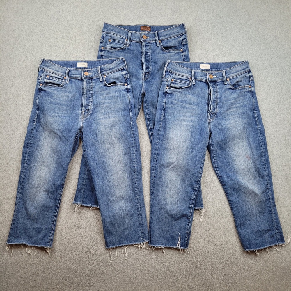 Mother The Stunner Knicker Fray Jeans Womens 26 Bundle Blue Denim High Rise